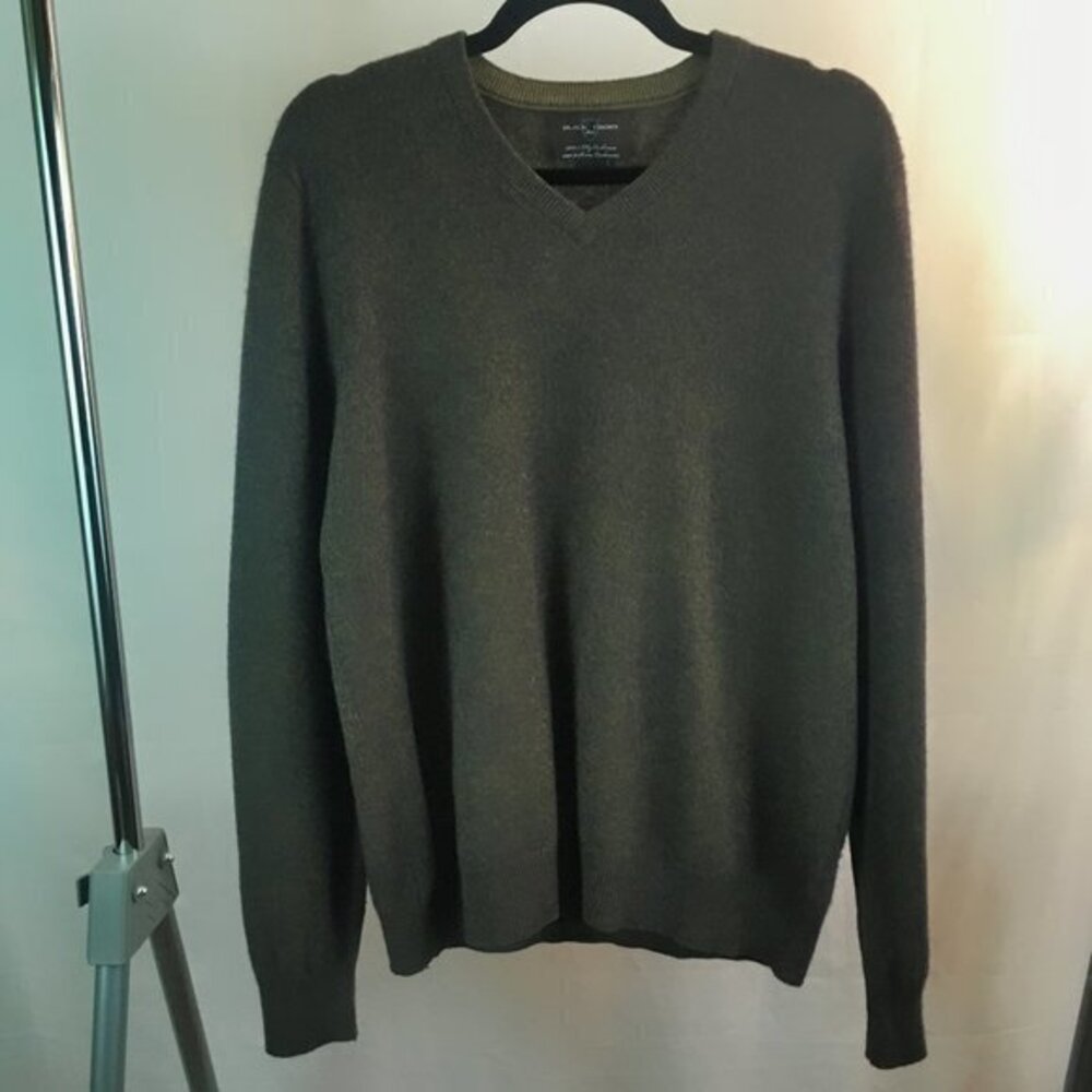 Black Brown Men's 2-Ply Large Cashmere Sweater